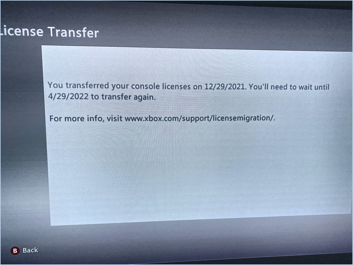 Comment faire un transfert de licence xbox 360?