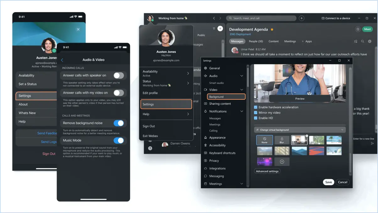 Comment modifier les paramètres vidéo sur webex?