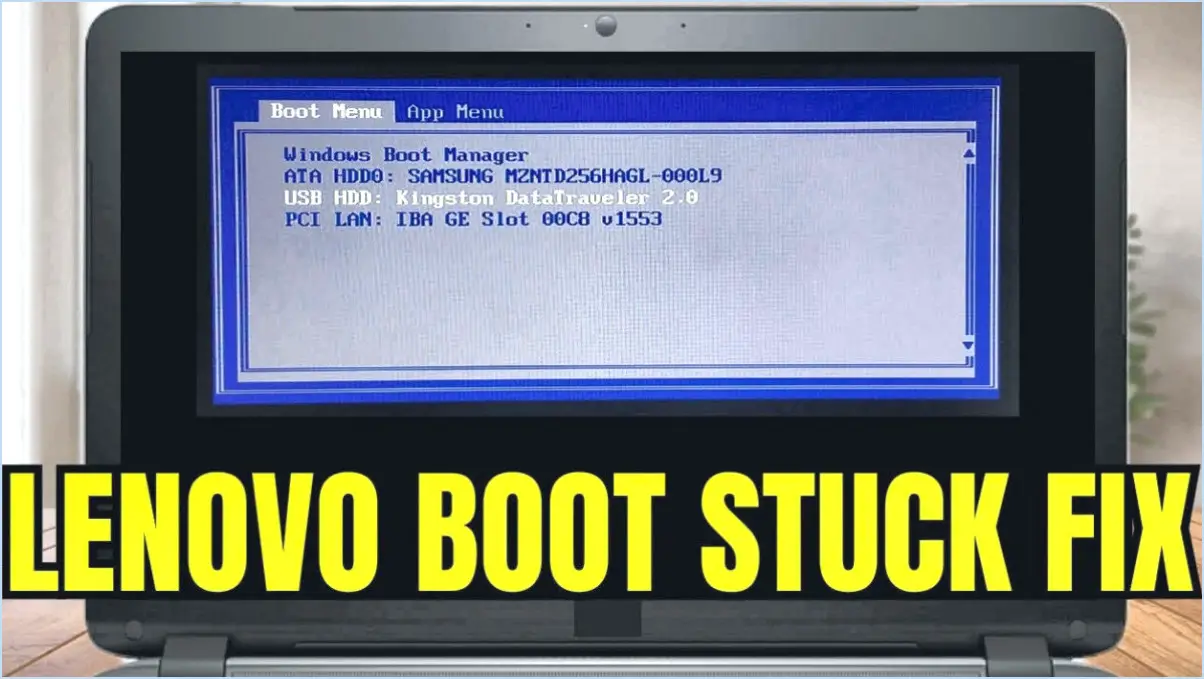 Comment réparer un ordinateur portable Lenovo bloqué sur l'écran de démarrage, l'écran de chargement, l'écran de logo?