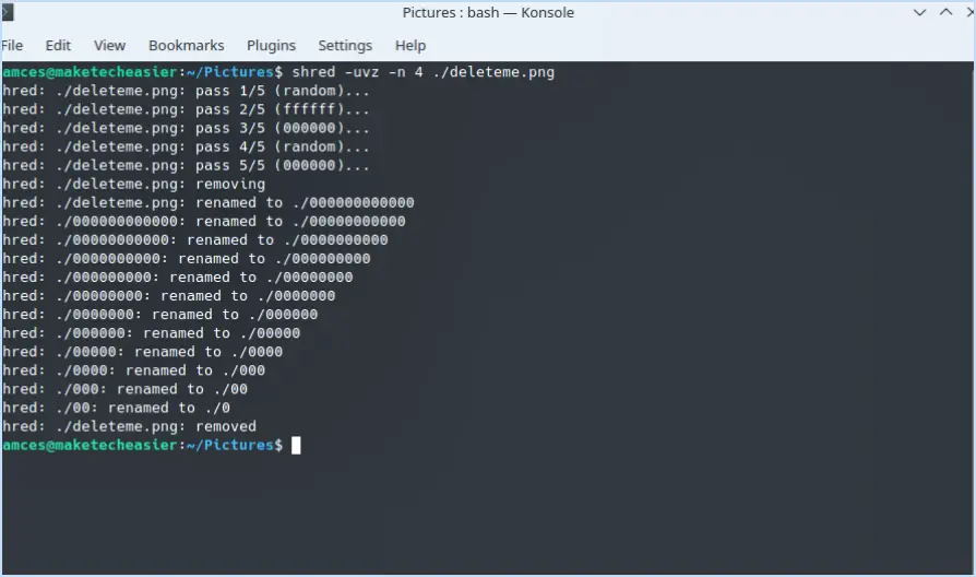Comment supprimer définitivement des fichiers en ligne de commande linux outils gui?