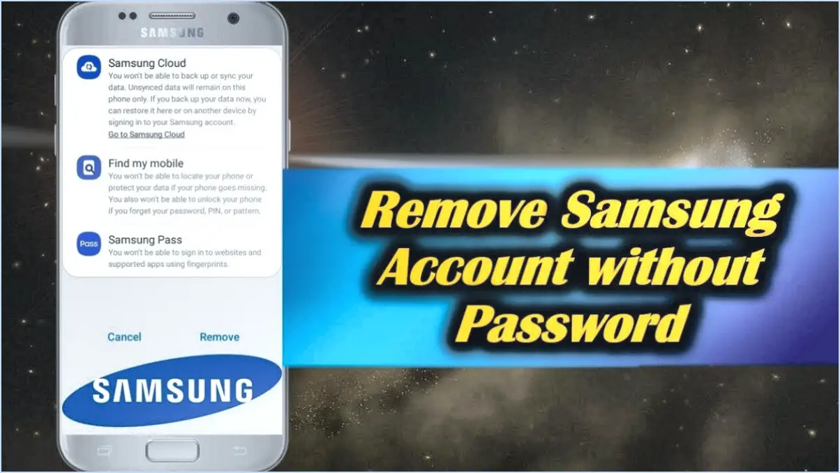 Comment supprimer mon compte Samsung après une réinitialisation d'usine?