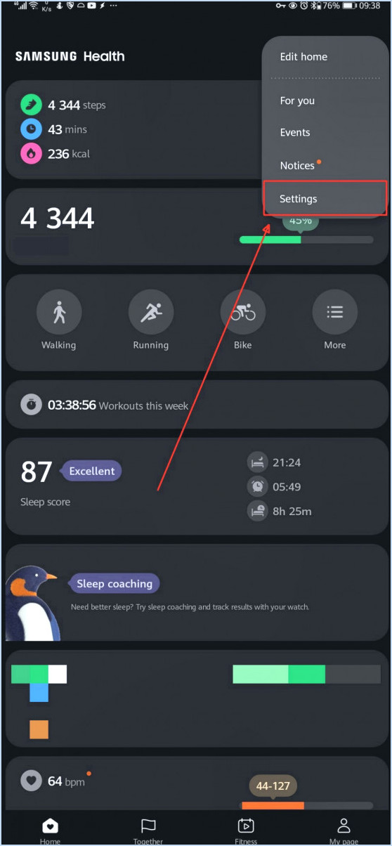 Comment synchroniser samsung health avec garmin connect?