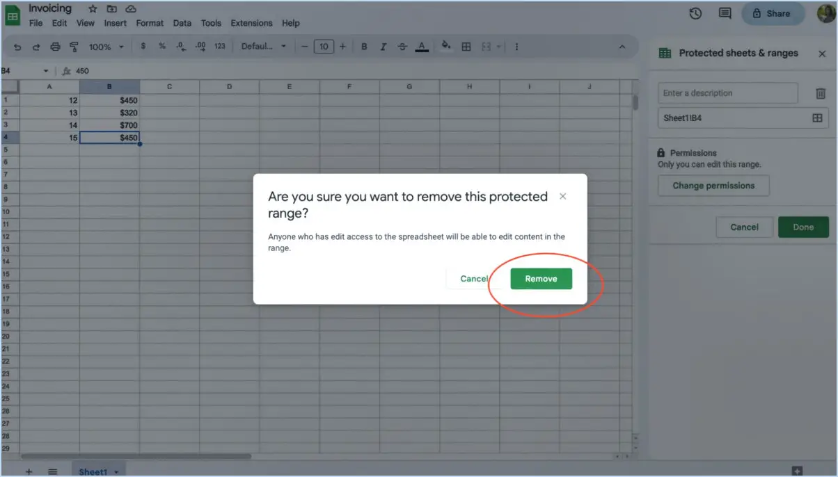 Google Sheets : Protéger les cellules?