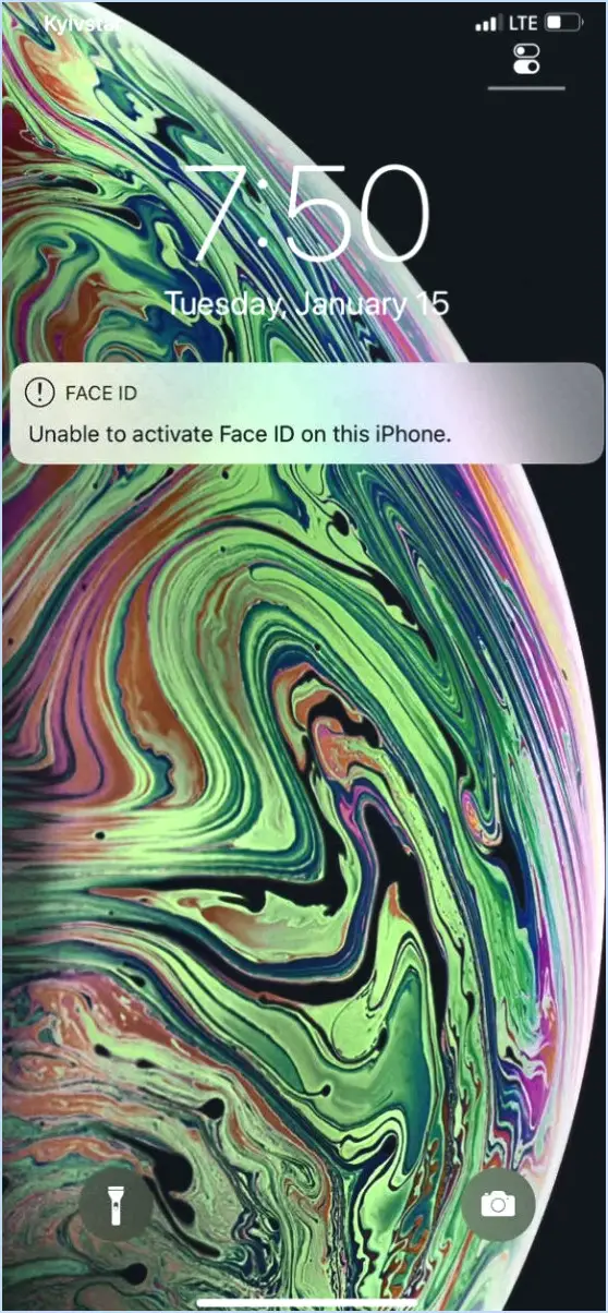 Le système d'identification de visage n'est pas activé sur cet iphone?
