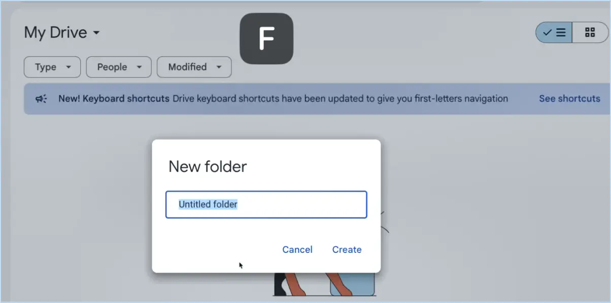 Raccourcis clavier de google drive?