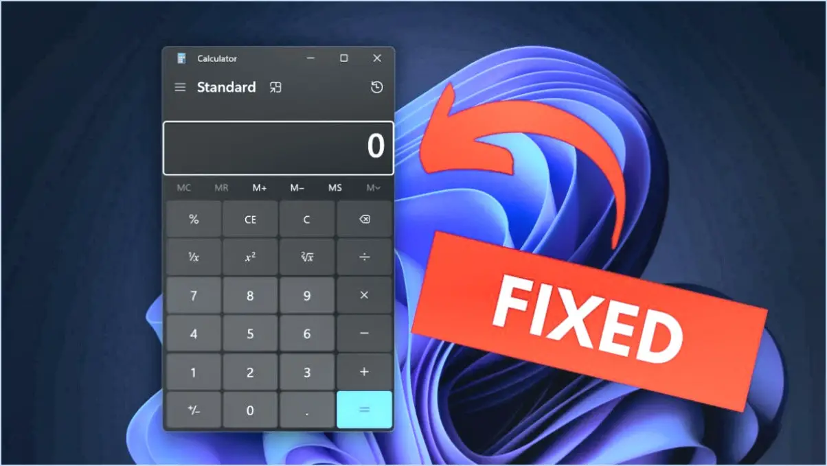 Réinitialisation et réinstallation de la calculatrice dans windows 10?