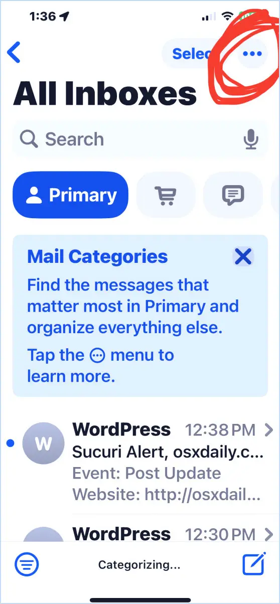 Comment désactiver les catégories de courrier sur iPhone et iPad