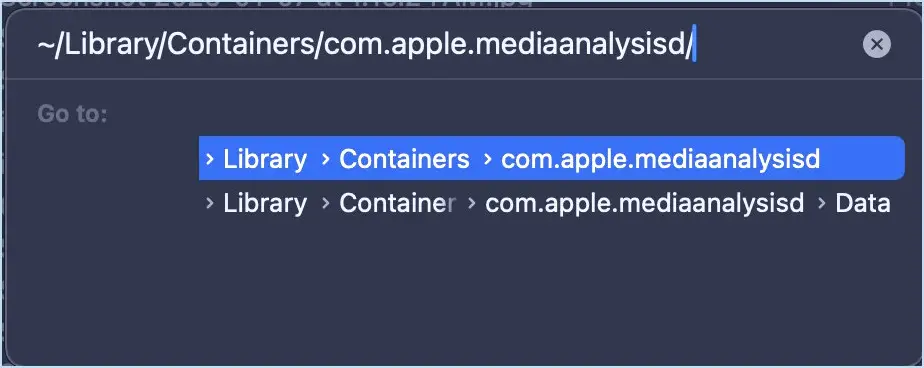 Accédez au dossier com.applemediaanalysis.d pour libérer le stockage sur Mac